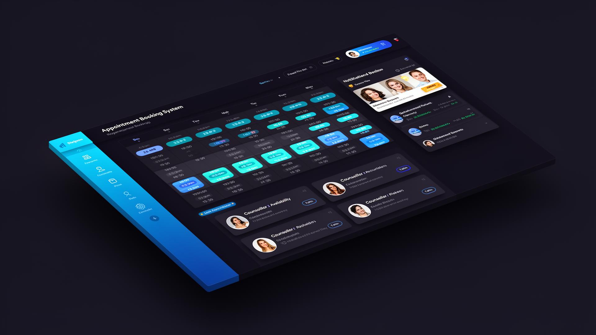 Appointment booking dashboard mockup